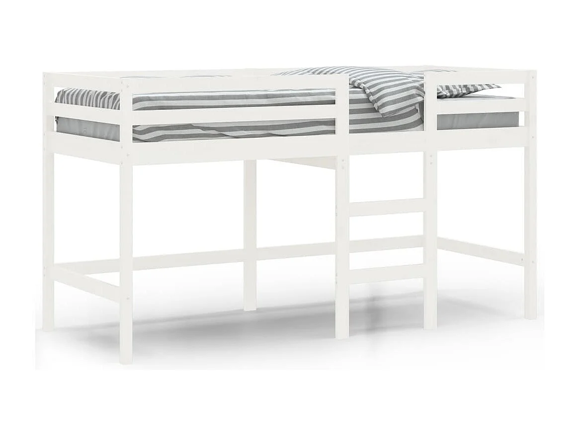hoogslaper met ladder 80x200 cm massief grenenhout wit