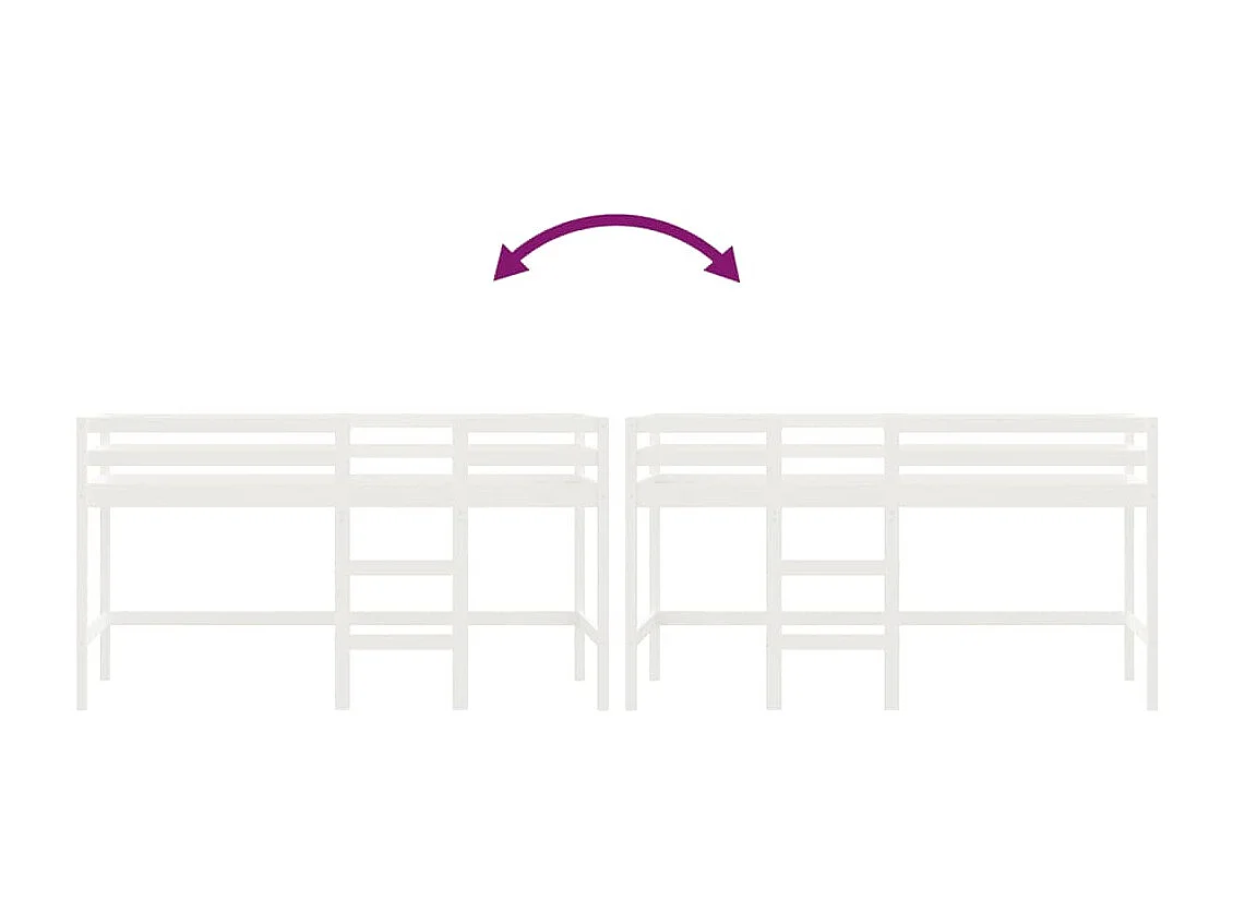 hoogslaper met ladder 80x200 cm massief grenenhout wit