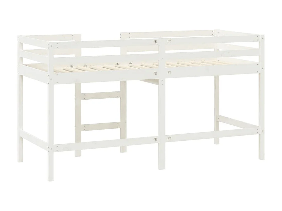vidaXL Cama alta de niños escalera madera maciza pino blanco 80x200 cm