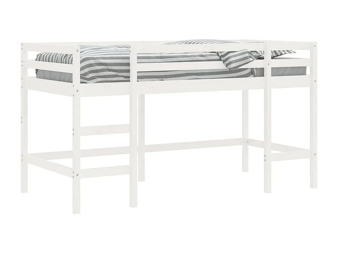 Lit mezzanine enfants échelle blanc 80x200 bois pin massif