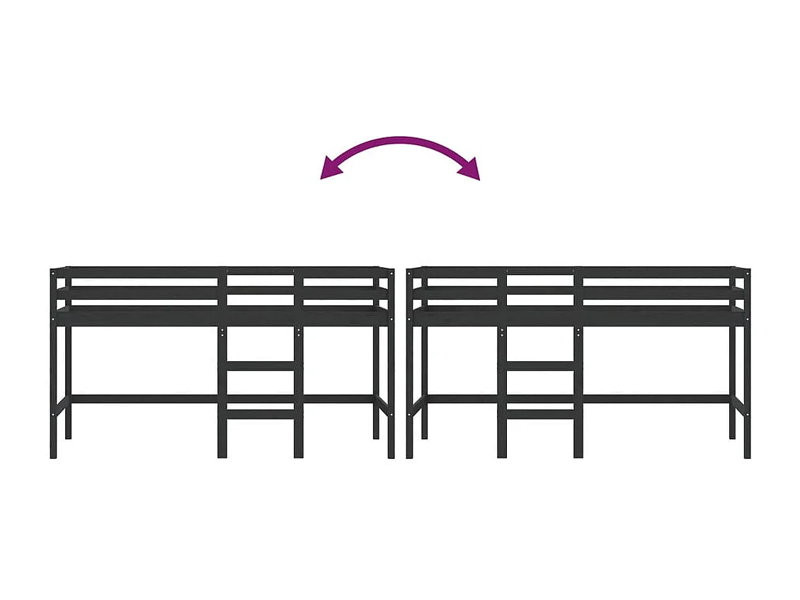 Lit mezzanine enfants échelle 80x200 bois pin massif