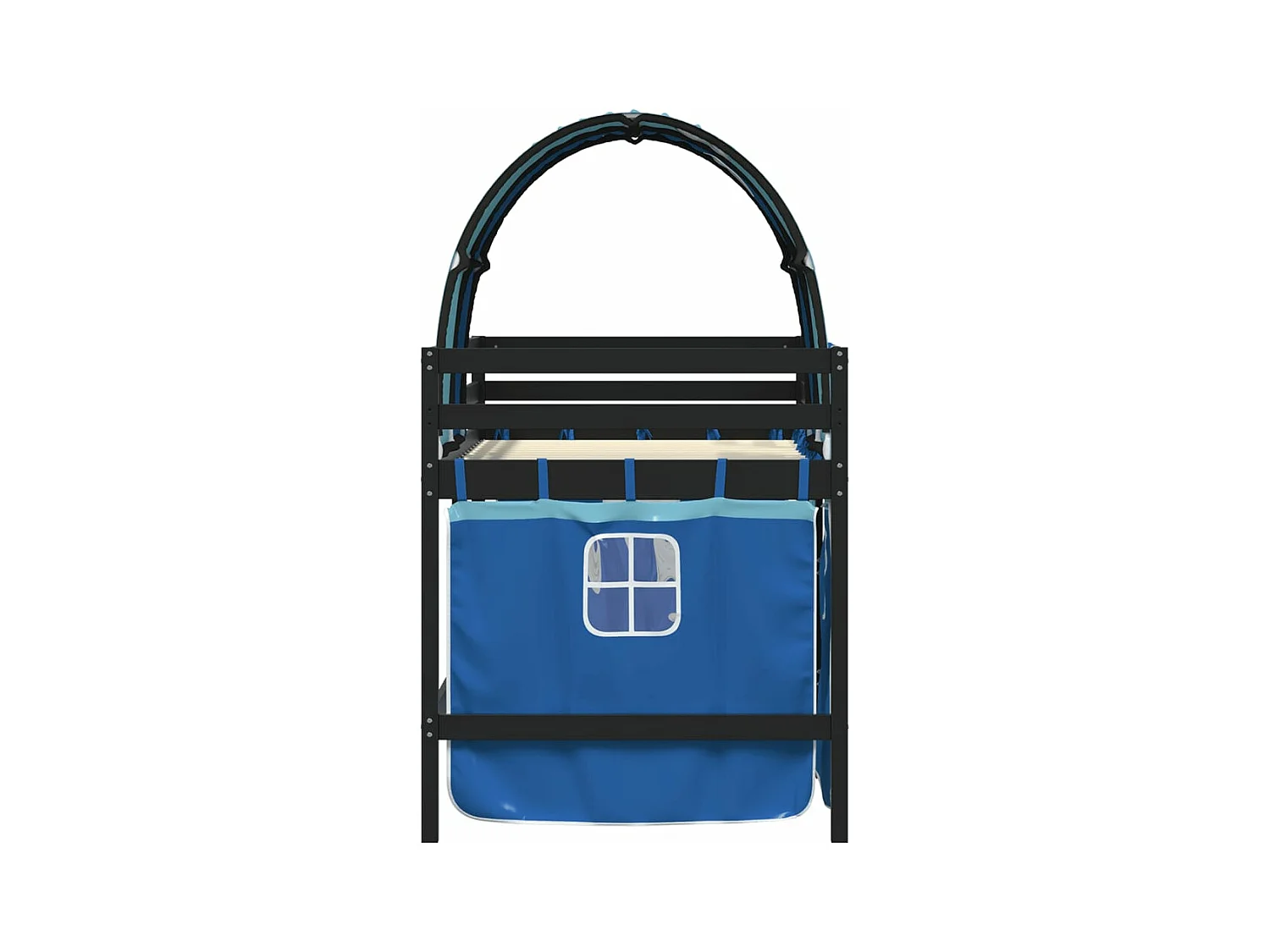 Lit mezzanine enfants et tunnel bleu 90x200 bois pin massif