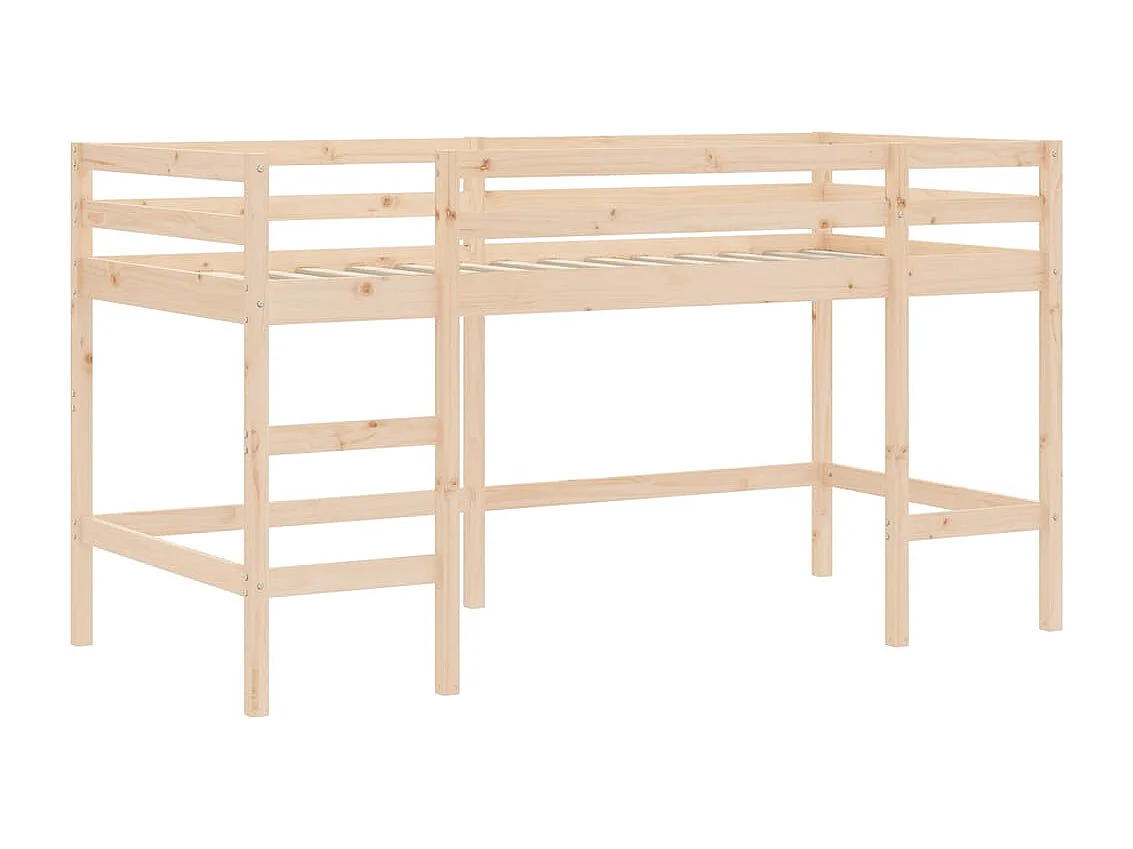 Lit mezzanine enfants avec tunnel rose 80x200 bois pin massif