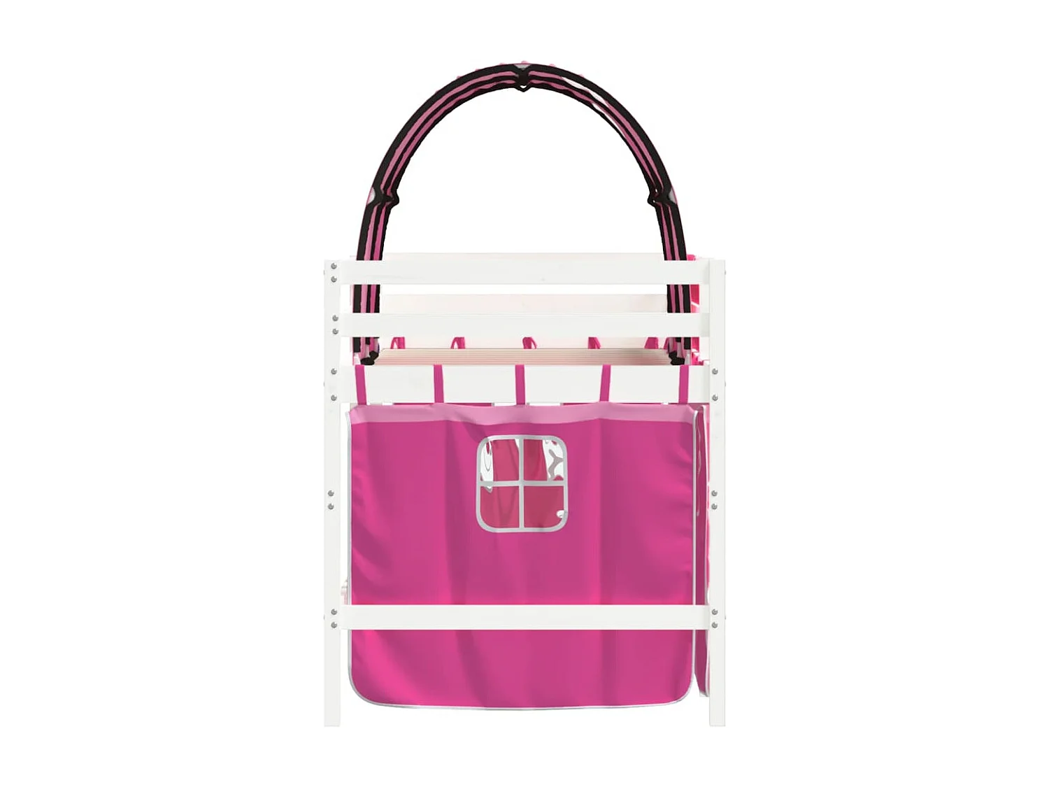 Lit mezzanine enfants et tunnel rose 90x190 bois pin massif