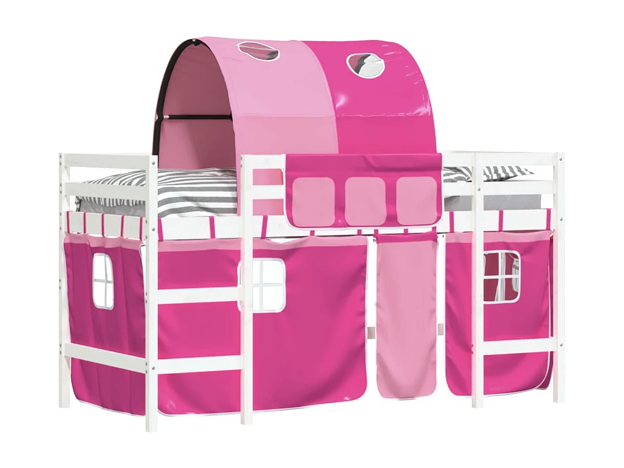 vidaXL Cama alta para niños con túnel madera pino rosa 80x200 cm