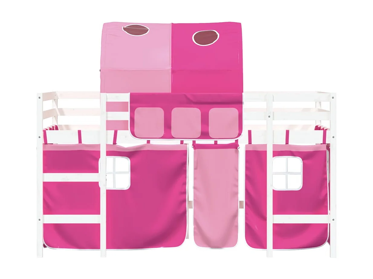 vidaXL Cama alta para niños con túnel madera pino rosa 80x200 cm