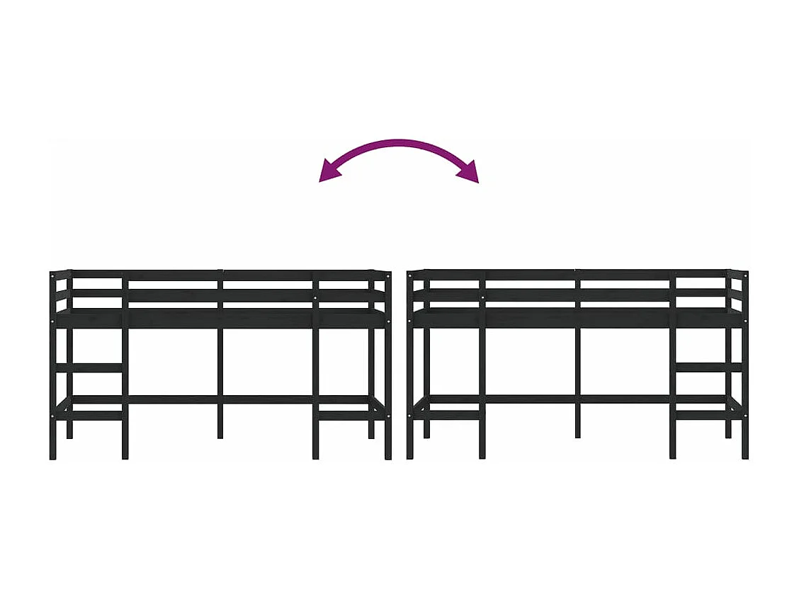 Lit mezzanine enfants échelle 80x200 bois pin massif