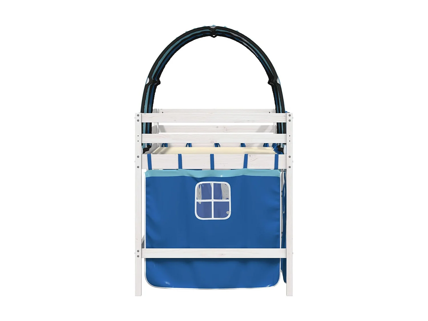 Lit mezzanine enfants et tunnel bleu 90x200 bois pin massif