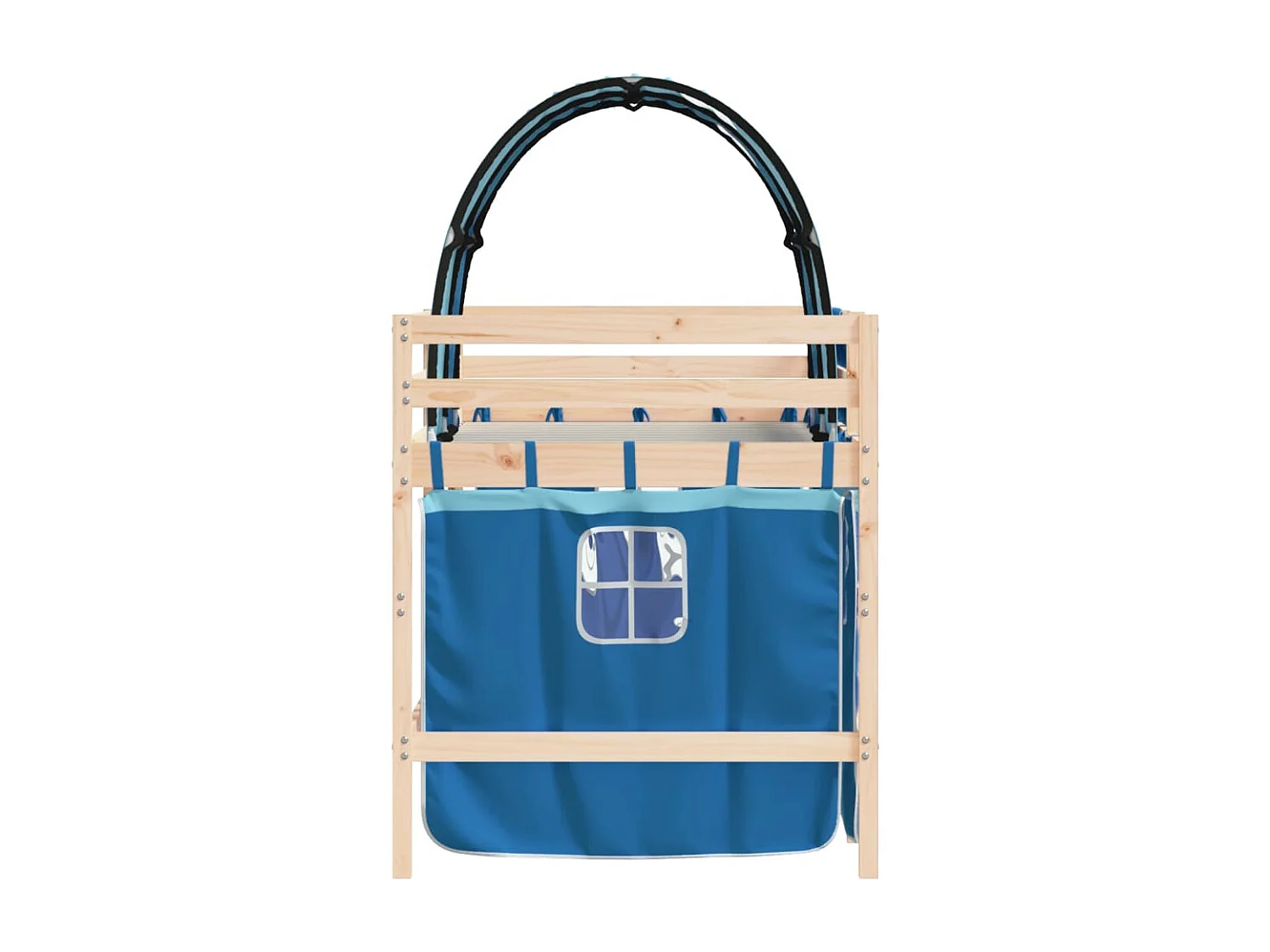 Lit mezzanine enfants avec tunnel bleu 90x190 bois pin massif