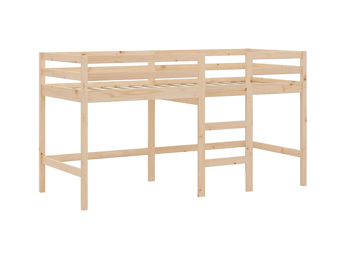 vidaXL Cama alta para niños con cortinas madera pino azul 90x200 cm
