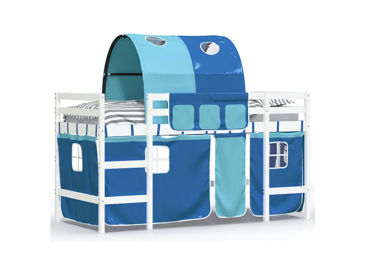hoogslaper met tunnel 90x200 cm massief grenenhout blauw