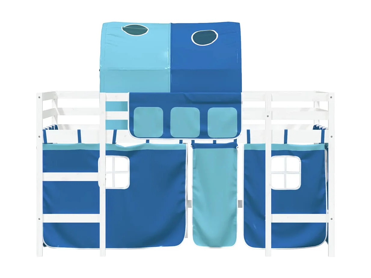 hoogslaper met tunnel 90x200 cm massief grenenhout blauw