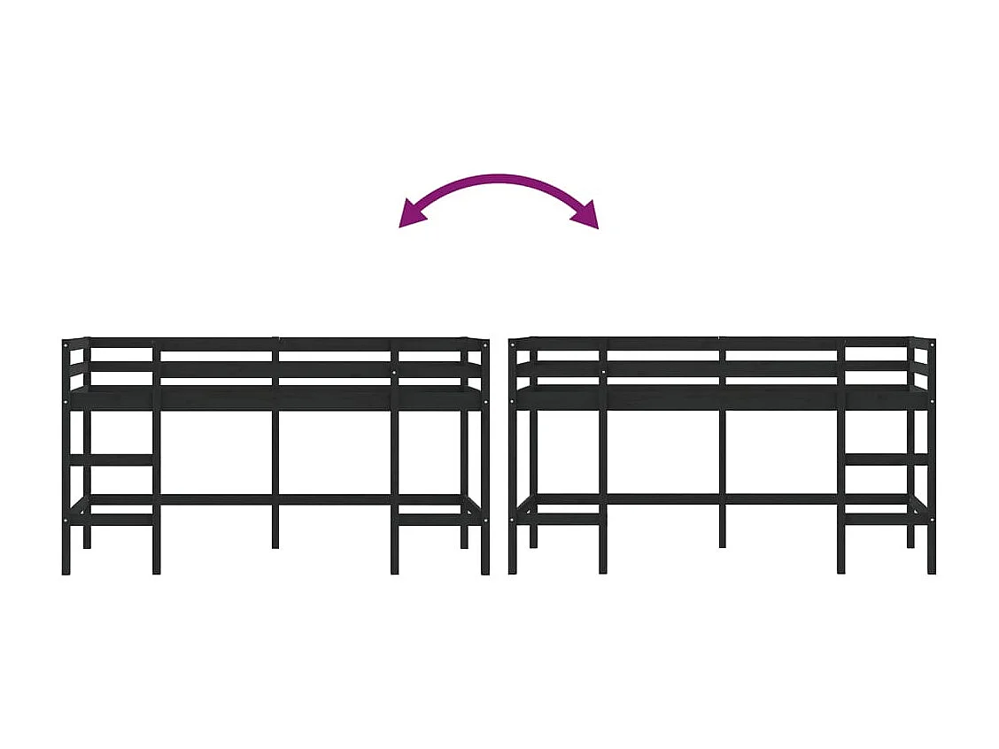 Lit mezzanine enfants échelle 90x190 bois pin massif
