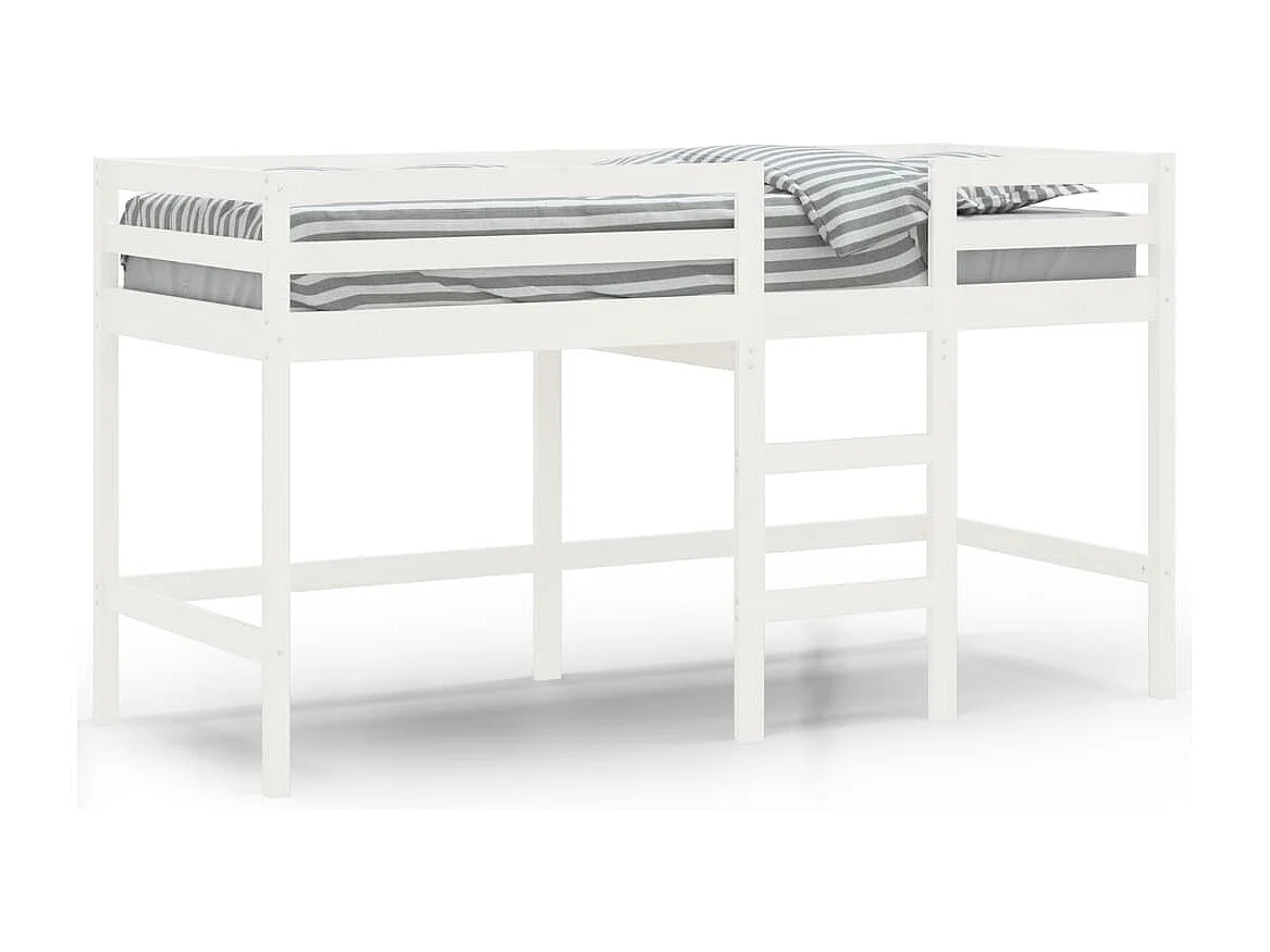 hoogslaper met ladder 90x200 cm massief grenenhout wit