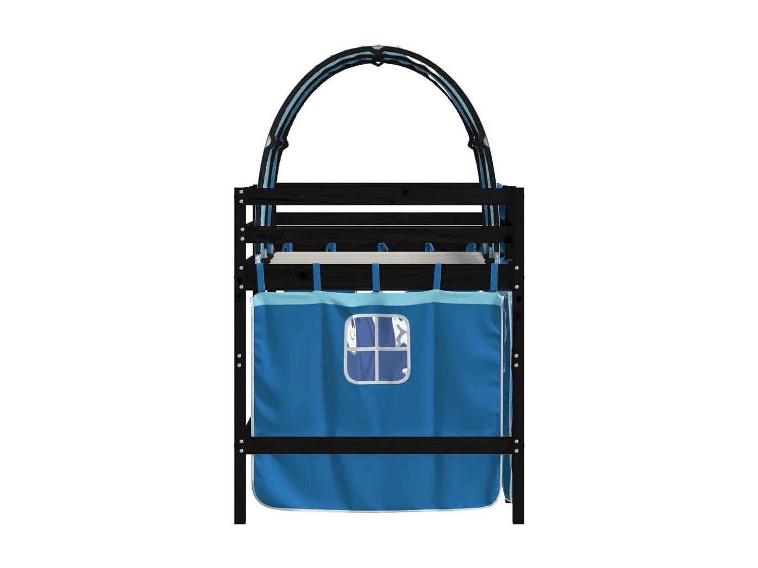 Lit mezzanine enfants et tunnel bleu 90x200 bois pin massif