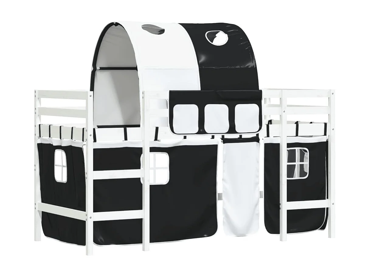 hoogslaper met tunnel 80x200 cm grenenhout wit en zwart