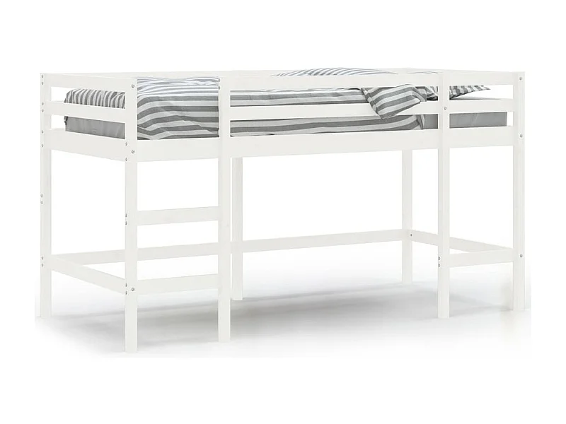 Lit mezzanine enfants échelle blanc 90x200 bois pin massif