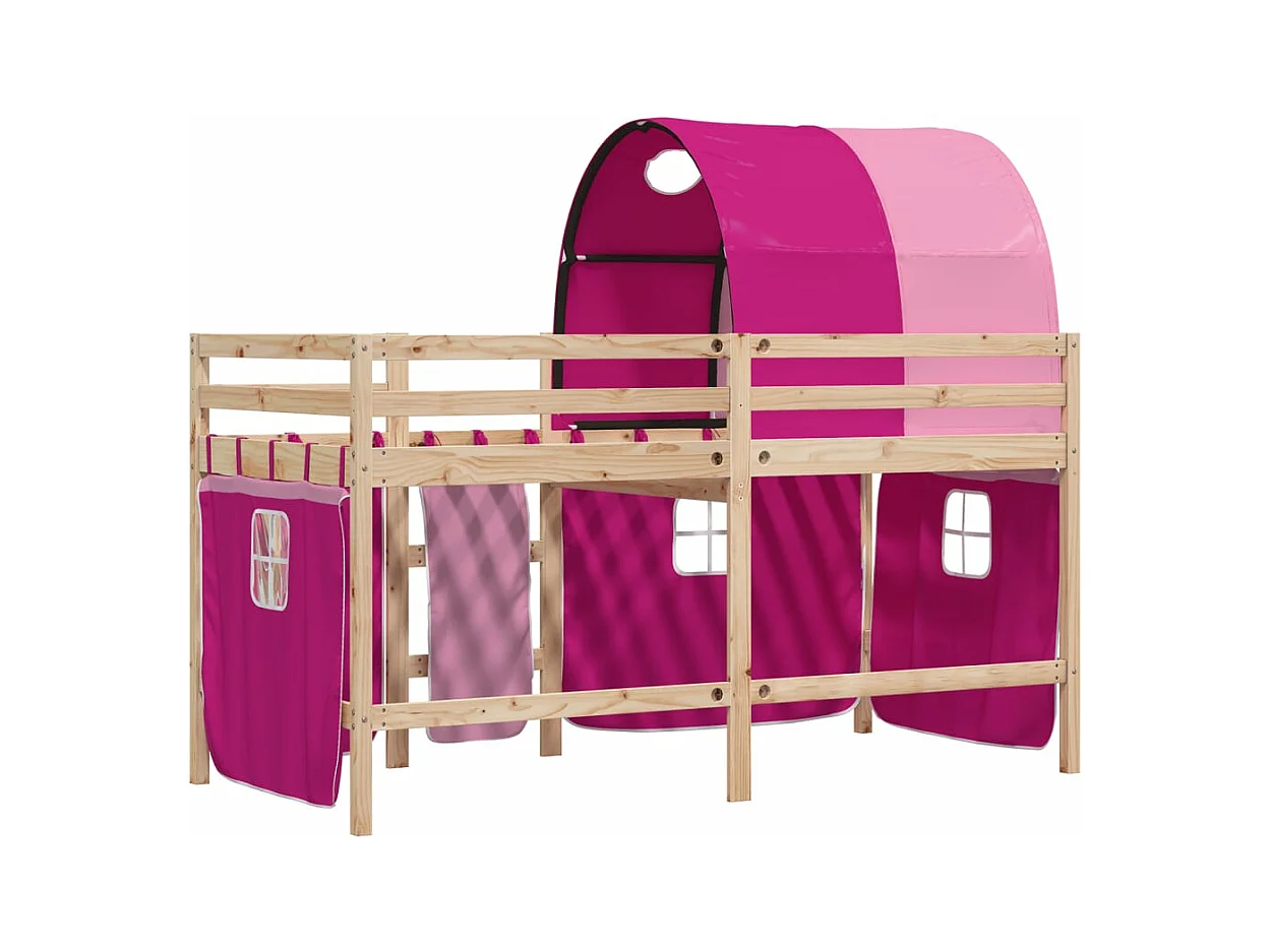 hoogslaper met tunnel 80x200 cm massief grenenhout roze