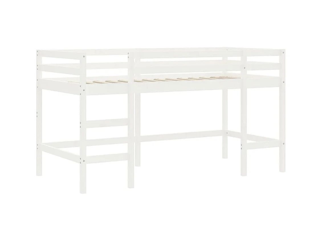Lit mezzanine enfants et tunnel rose 90x200 bois pin massif