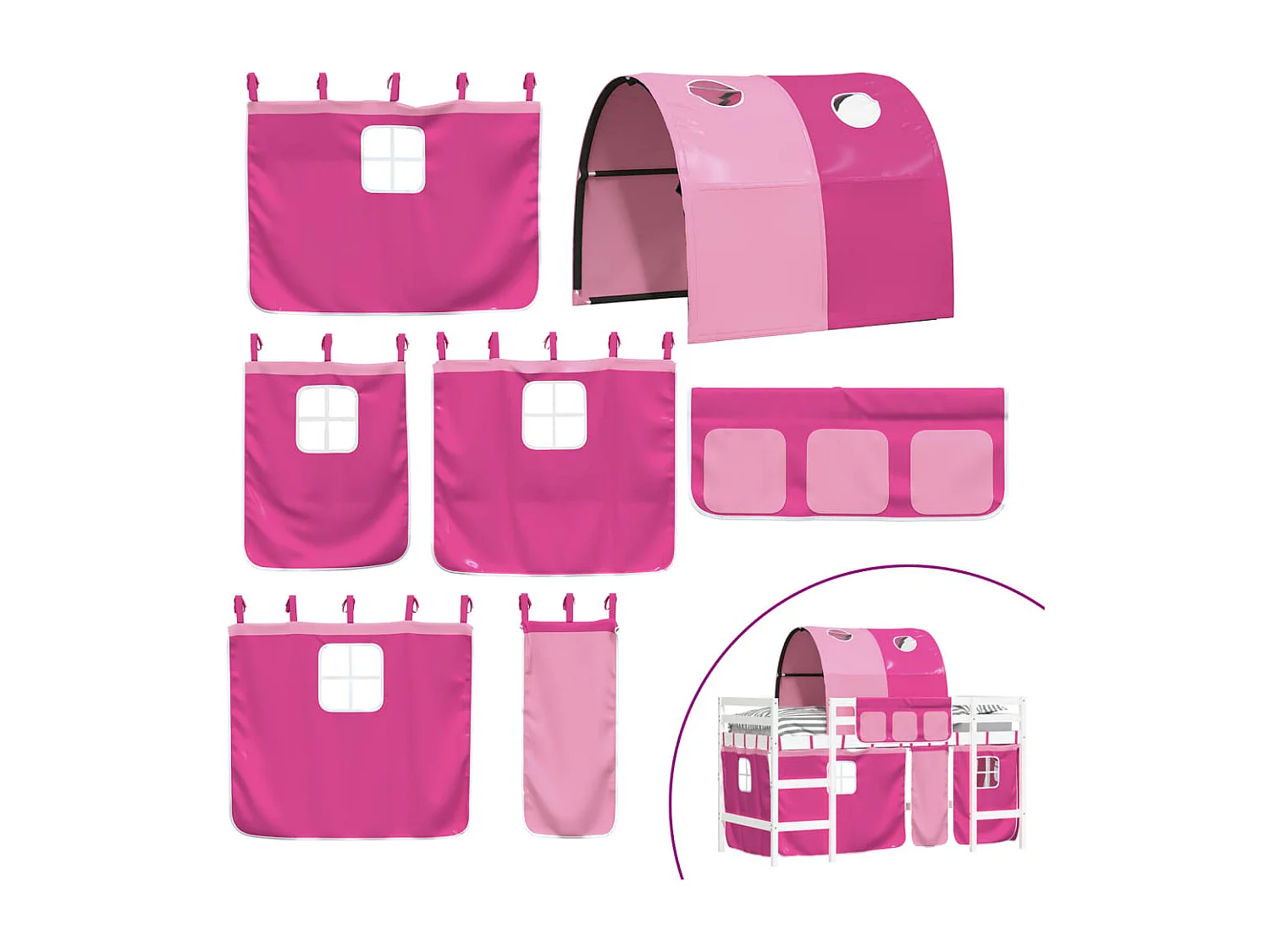 hoogslaper met tunnel 90x200 cm massief grenenhout roze