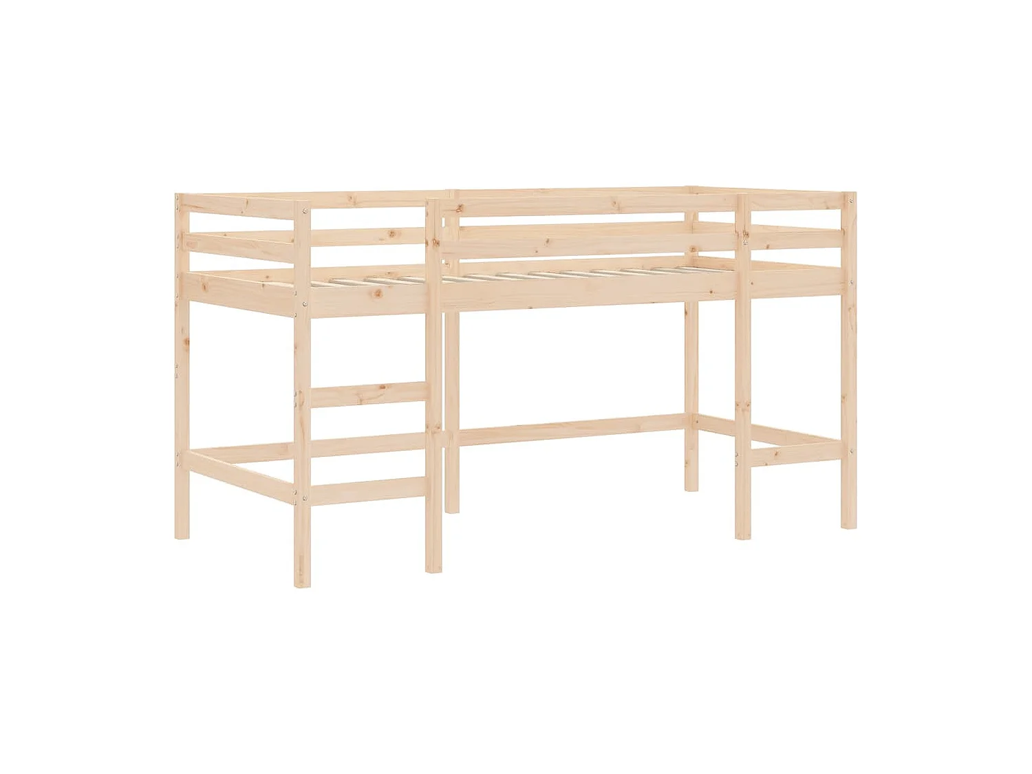 Lit mezzanine enfants avec tunnel rose 90x190 bois pin massif