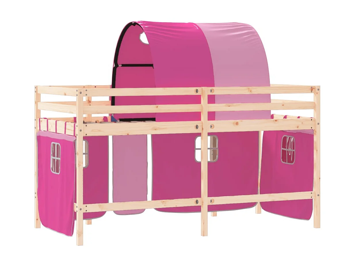 hoogslaper met tunnel 90x190 cm massief grenenhout roze