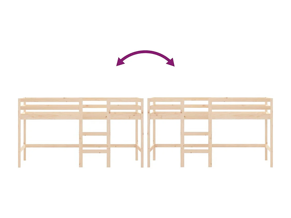 hoogslaper met ladder 90x200 cm massief grenenhout