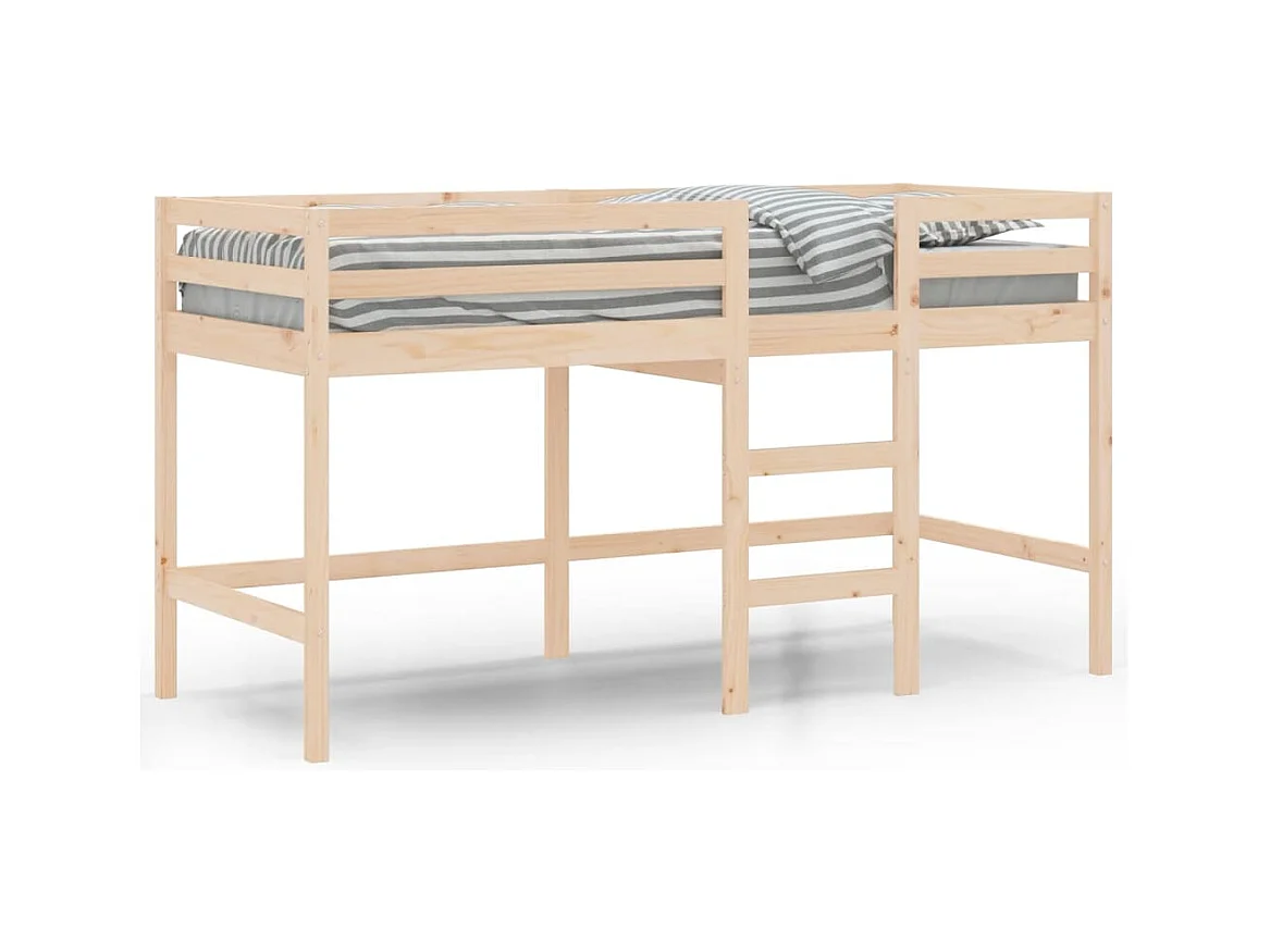 Lit mezzanine enfants échelle 90x200 bois pin massif