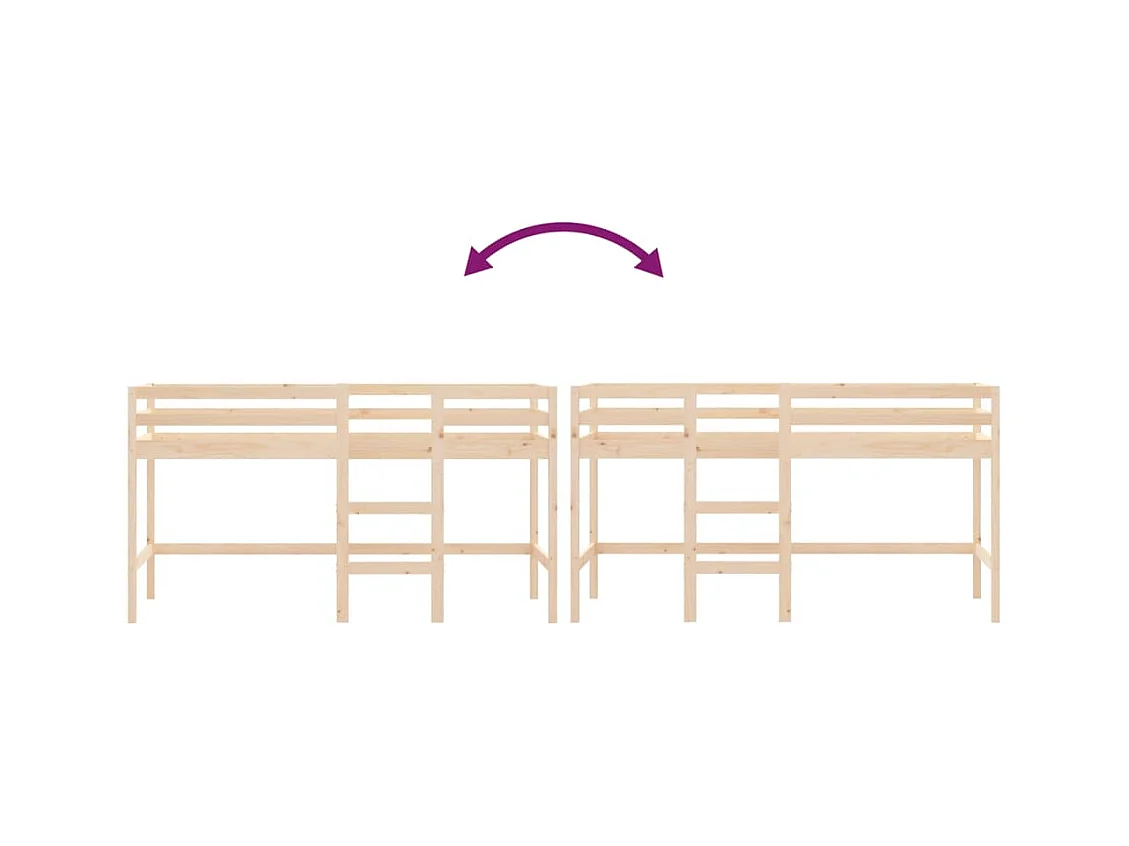 Lit mezzanine enfants échelle 90x200 bois pin massif