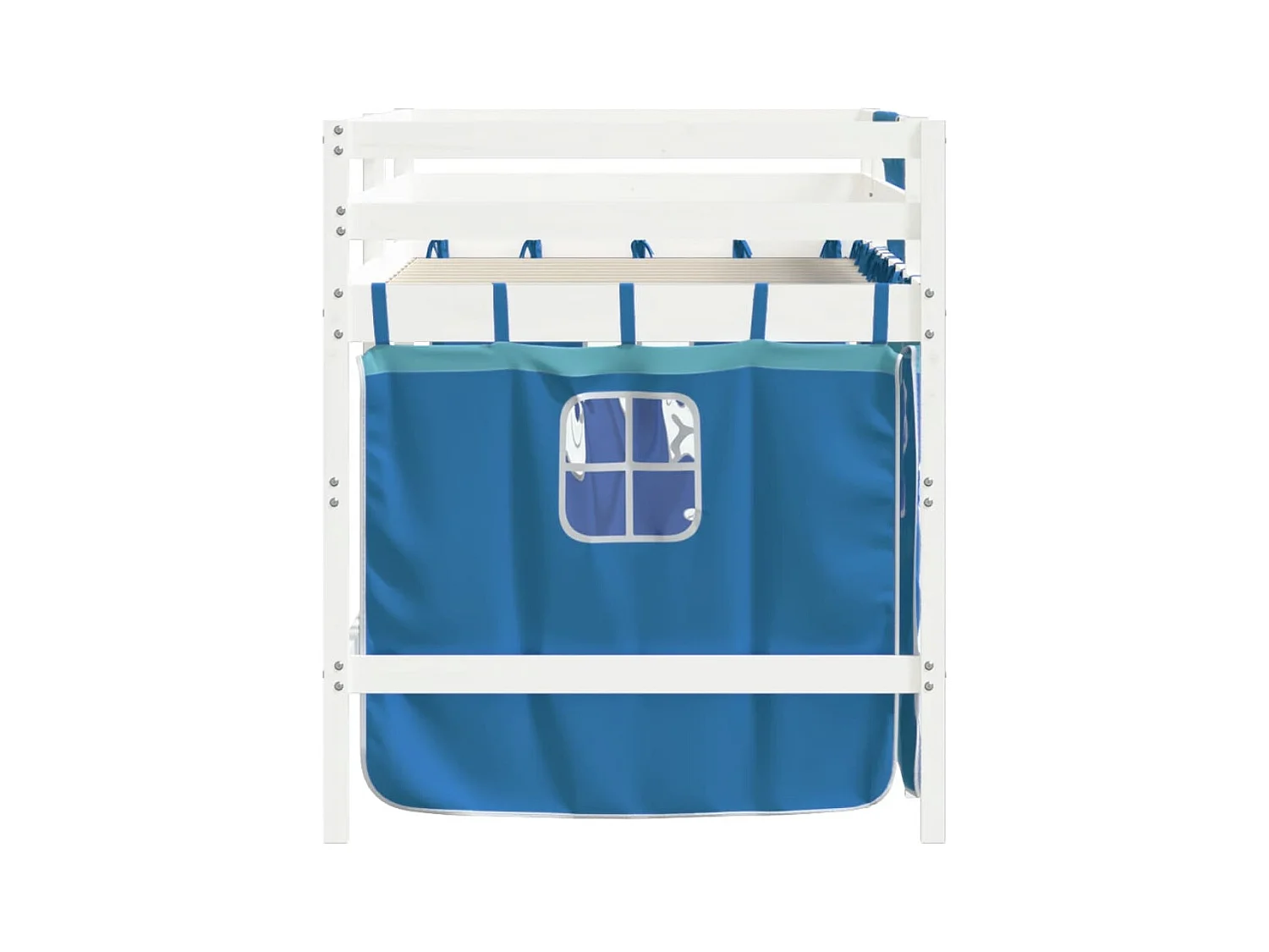 hoogslaper met gordijnen 90x200 cm grenenhout blauw