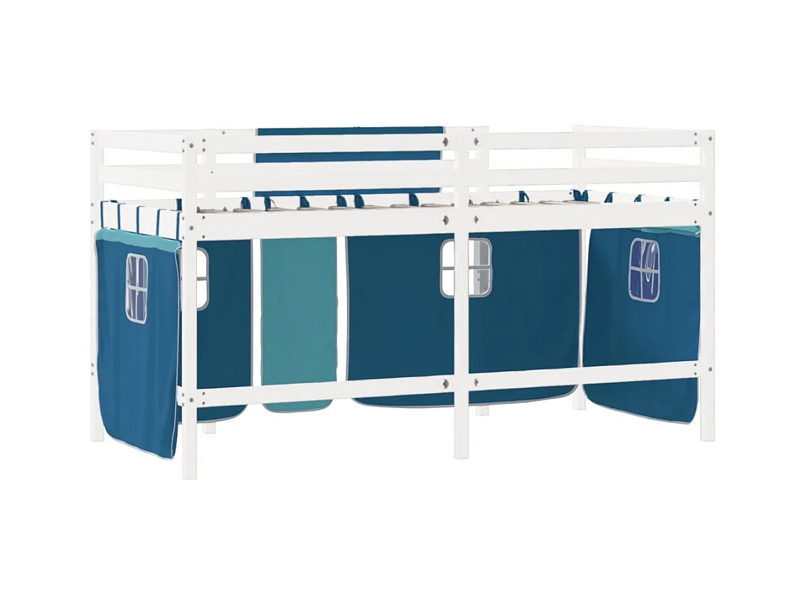 hoogslaper met gordijnen 90x200 cm grenenhout blauw