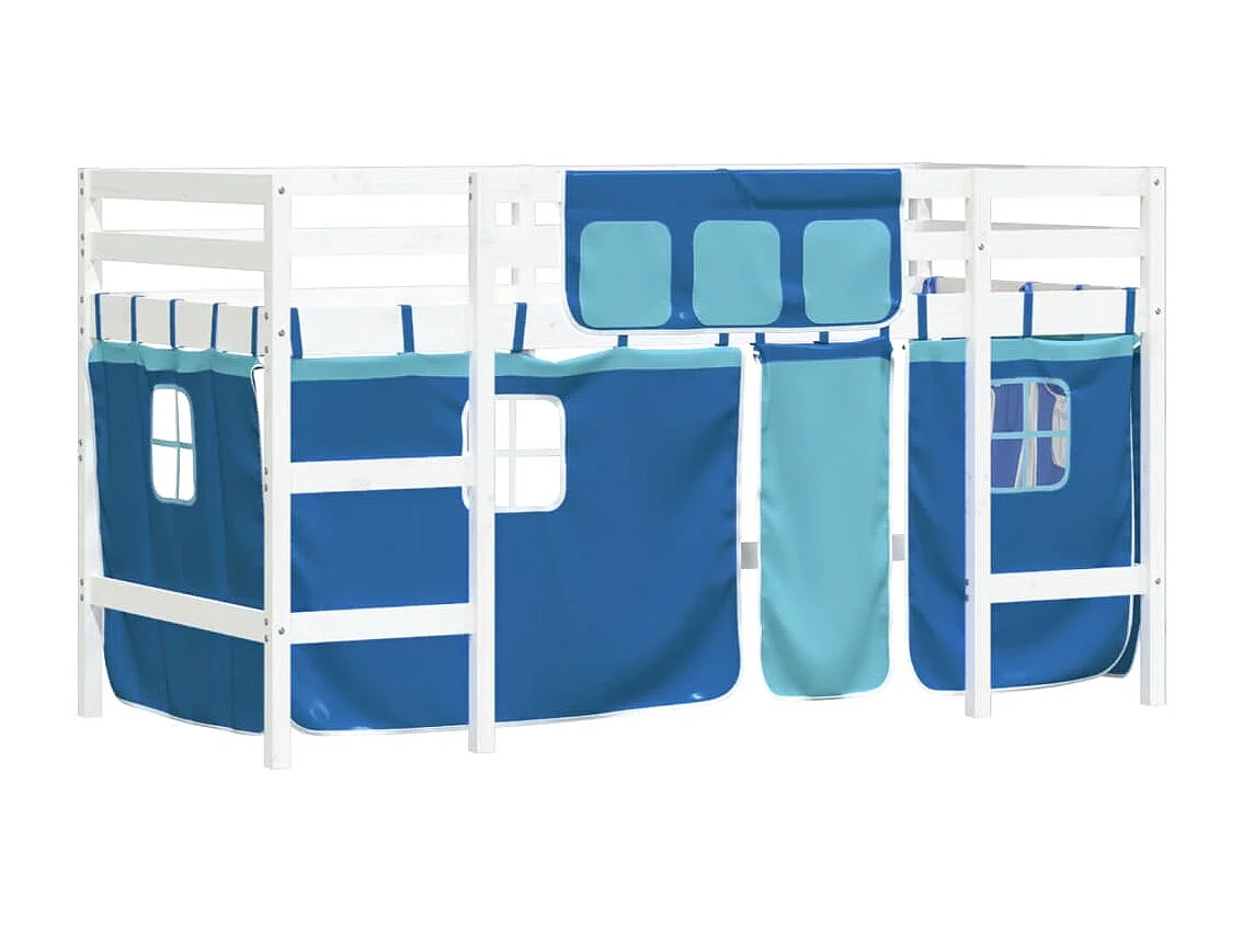 hoogslaper met gordijnen 90x200 cm grenenhout blauw