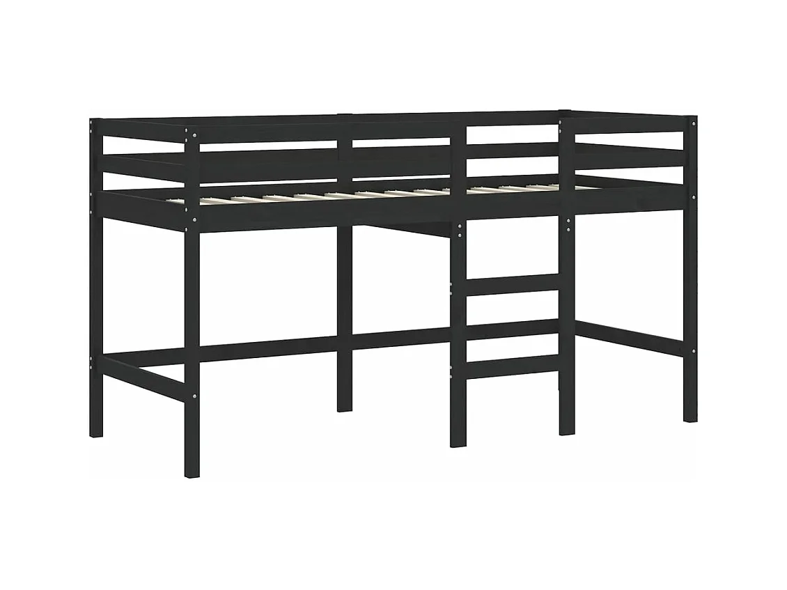 Lit mezzanine enfants avec tunnel rose 80x200 bois pin massif
