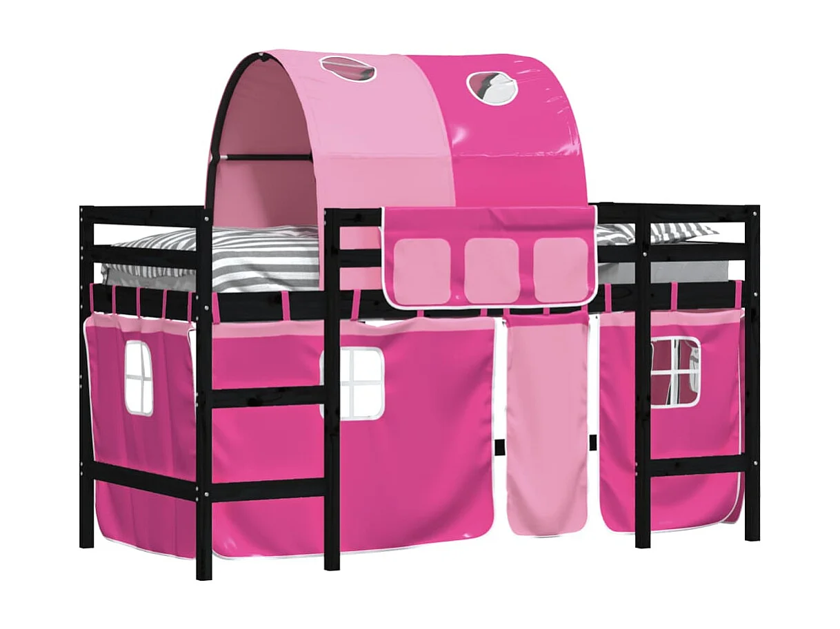vidaXL Cama alta para niños con túnel madera pino rosa 80x200 cm