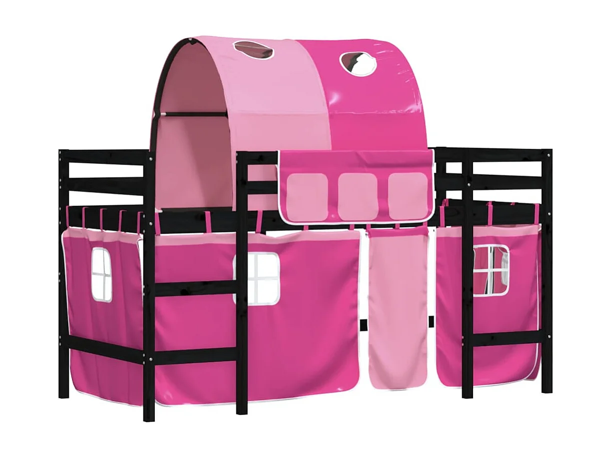 vidaXL Cama alta para niños con túnel madera pino rosa 80x200 cm