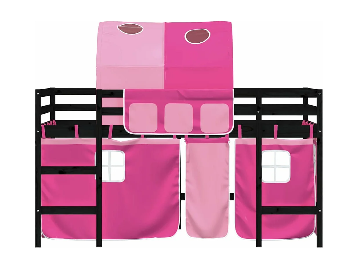 vidaXL Cama alta para niños con túnel madera pino rosa 80x200 cm