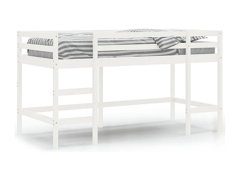Lit mezzanine enfants échelle blanc 90x190 bois pin massif