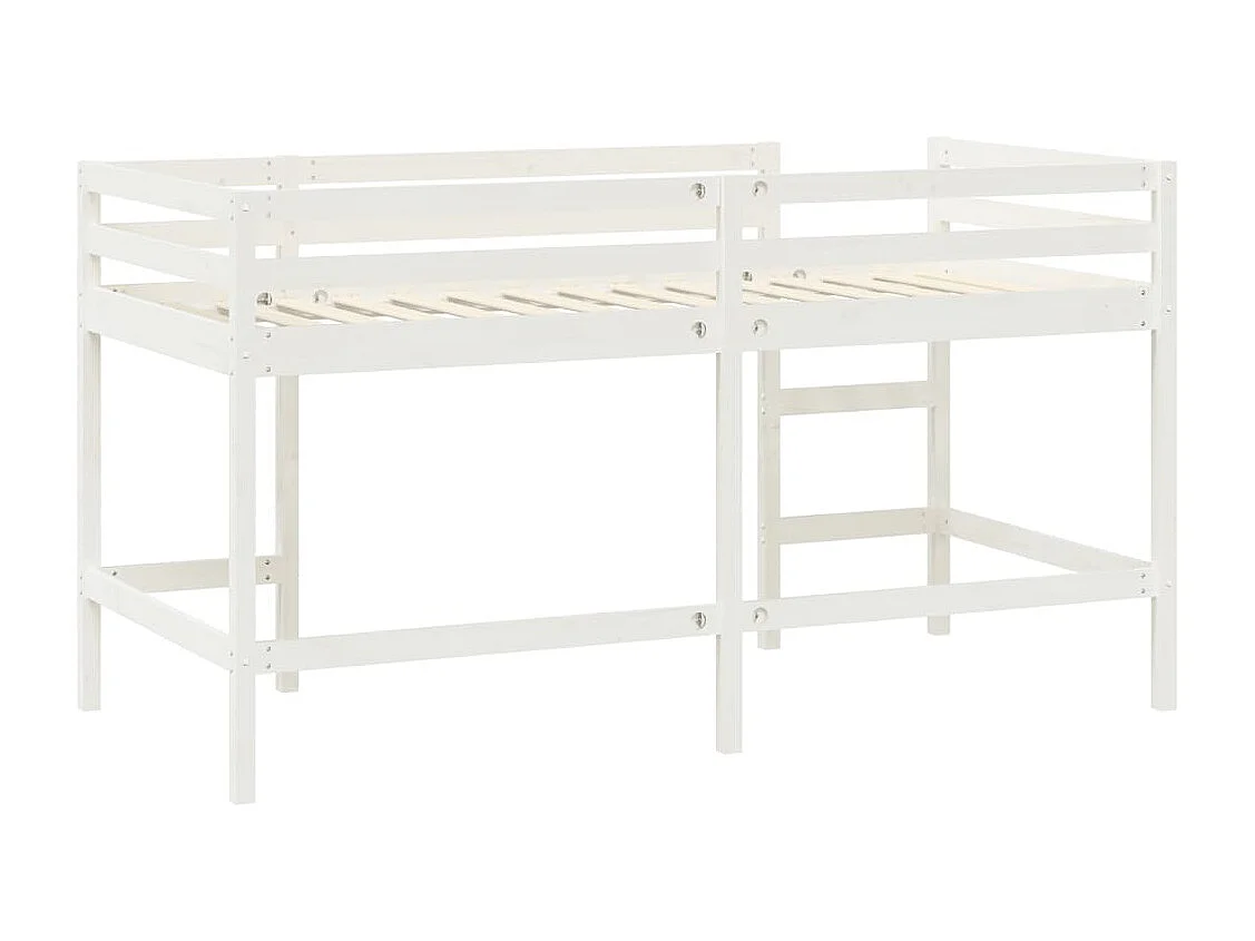 Lit mezzanine enfants échelle blanc 90x190 bois pin massif