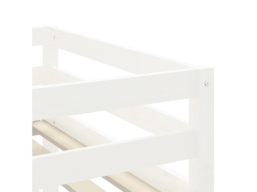 Lit mezzanine enfants échelle blanc 90x190 bois pin massif