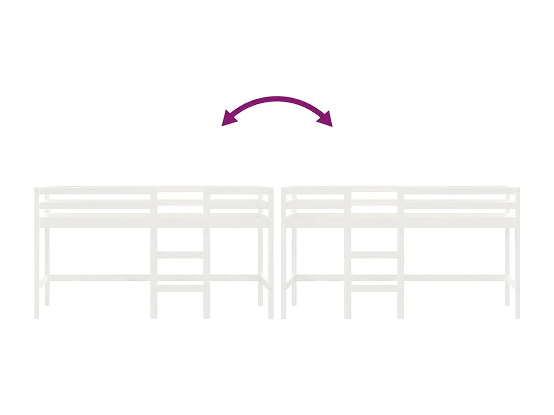 Lit mezzanine enfants échelle blanc 90x190 bois pin massif