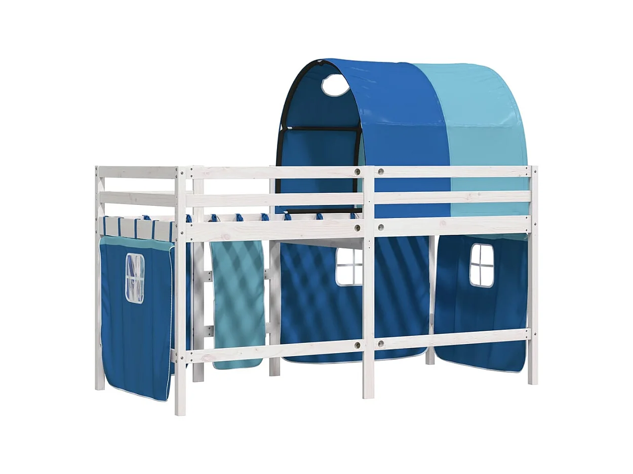 hoogslaper met tunnel 90x190 cm massief grenenhout blauw