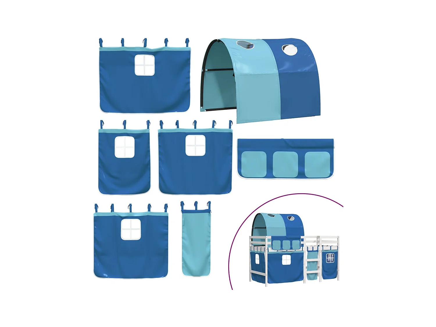 hoogslaper met tunnel 90x190 cm massief grenenhout blauw