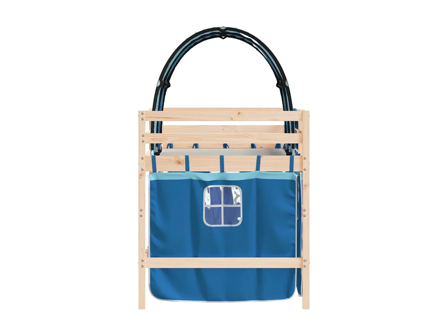 Lit mezzanine enfants avec tunnel bleu 90x200 bois pin massif