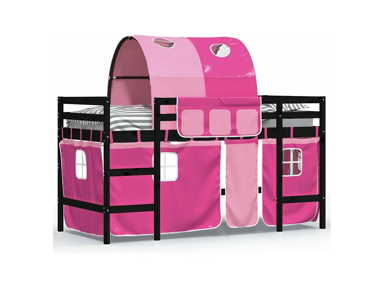 hoogslaper met tunnel 90x200 cm massief grenenhout roze