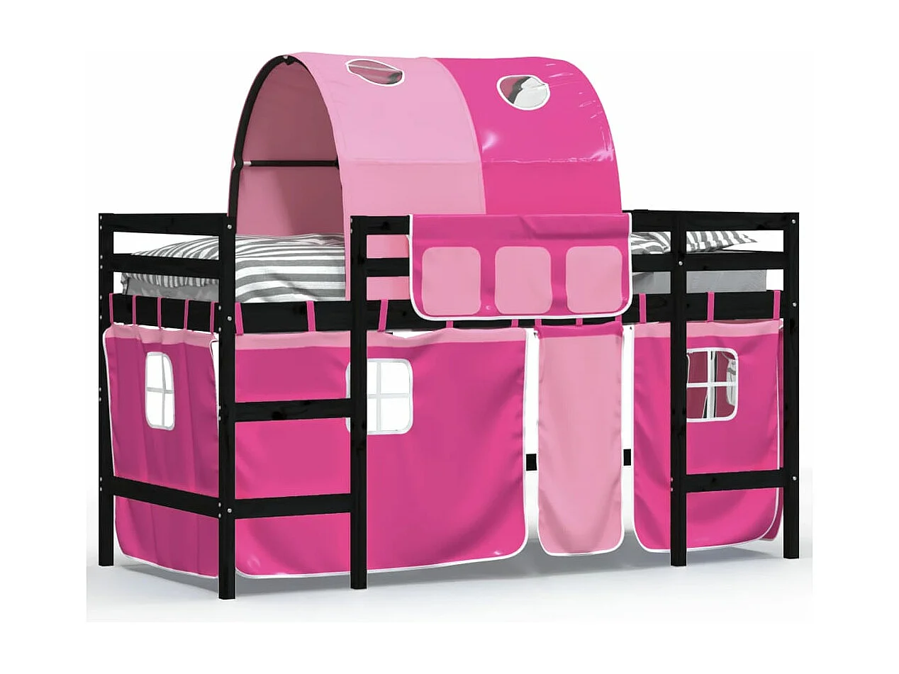 hoogslaper met tunnel 90x200 cm massief grenenhout roze