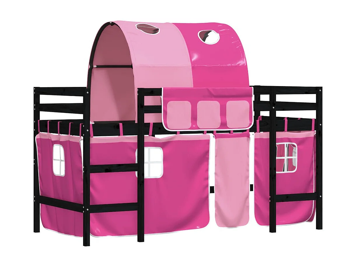hoogslaper met tunnel 90x200 cm massief grenenhout roze