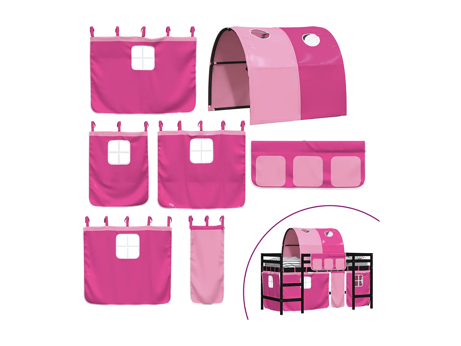 hoogslaper met tunnel 90x200 cm massief grenenhout roze