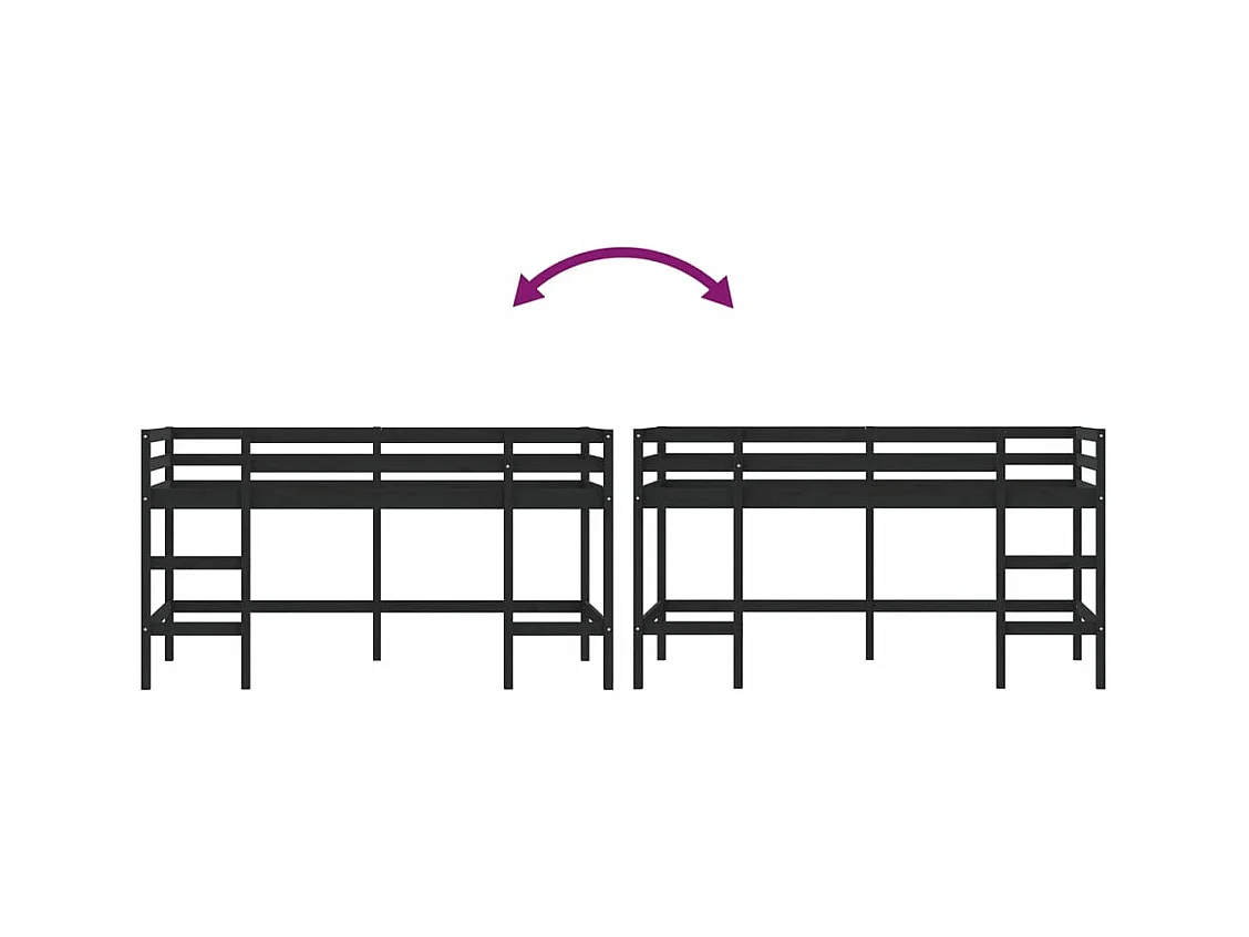 Lit mezzanine enfants échelle 90x200 bois pin massif