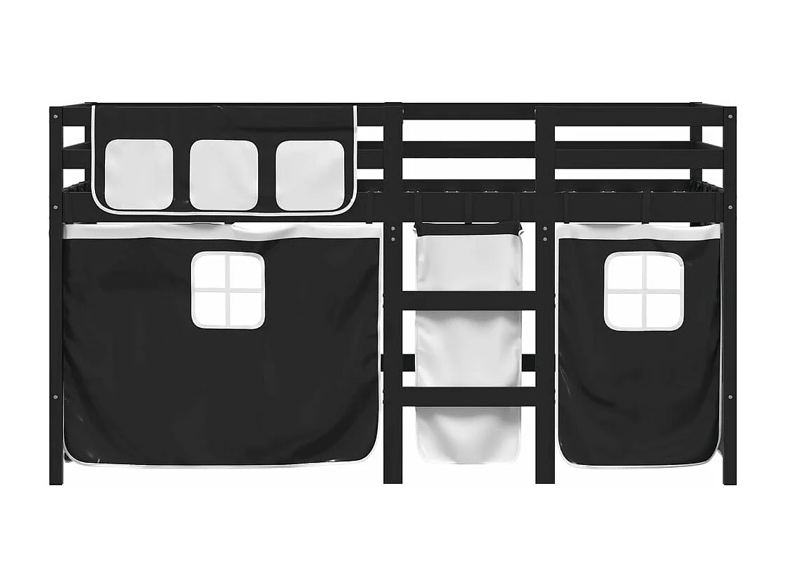 hoogslaper met gordijnen 80x200 cm massief grenenhout