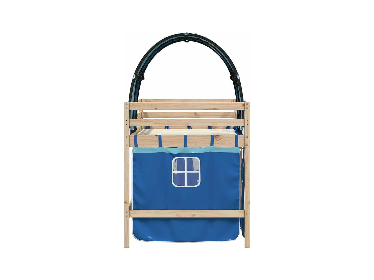 Lit mezzanine enfants et tunnel bleu 90x200 bois pin massif